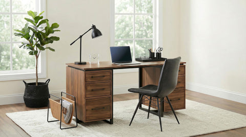 Carlow 6-Drawer Double Pedestal File Computer Desk