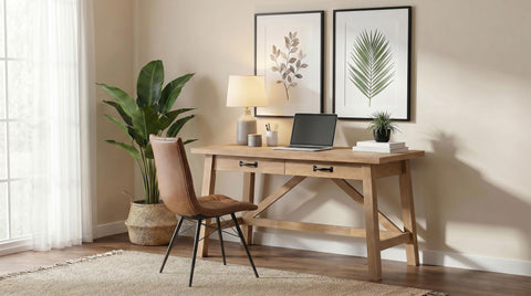 Galindo 54-inch 2-drawer Computer Writing Desk Distressed Light Brown