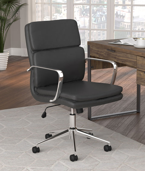 Cobie Upholstered Adjustable Mid Back Office Chair BlackBlack