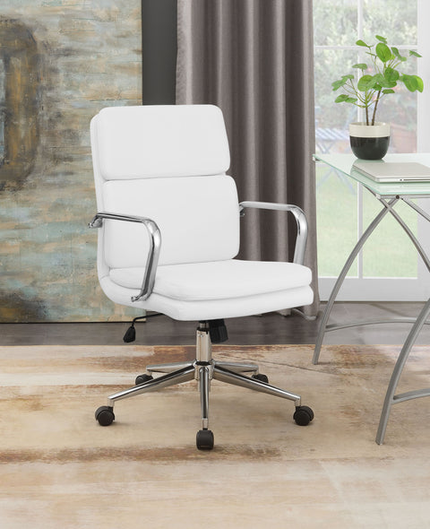 Cobie Upholstered Adjustable Mid Back Office Chair WhiteWhite