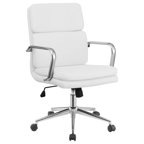 Cobie Upholstered Adjustable Mid Back Office Chair WhiteWhite