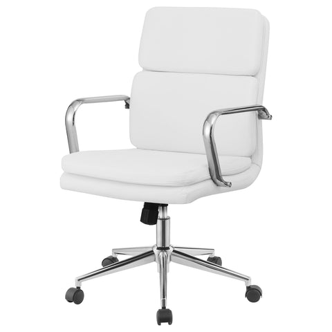 Cobie Upholstered Adjustable Mid Back Office Chair WhiteWhite