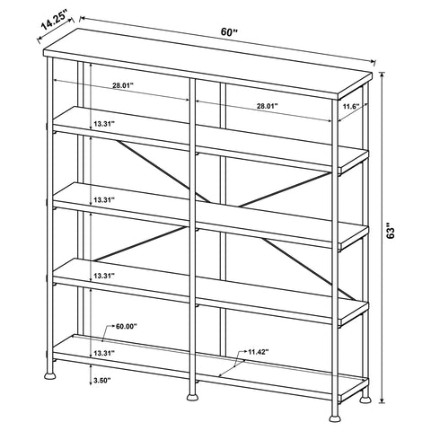 Croyden 63-inch 4-shelf Double Bookshelf Mango