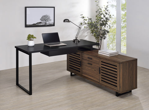 Wren 60-inch L-Shape Office Computer Desk Black and WalnutWalnut