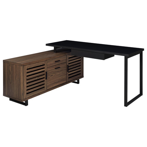 Wren 60-inch L-Shape Office Computer Desk Black and WalnutWalnut