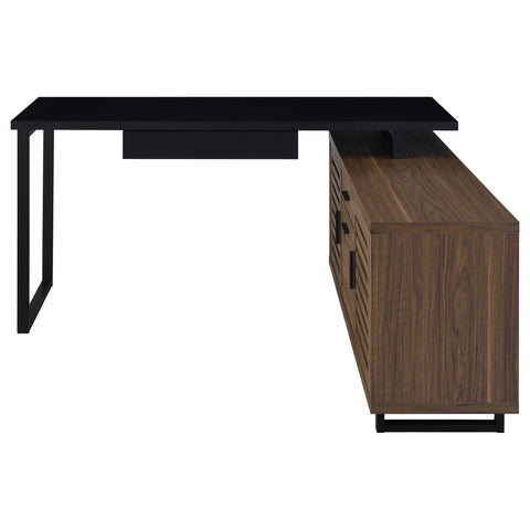 Wren 60-inch L-Shape Office Computer Desk Black and WalnutWalnut
