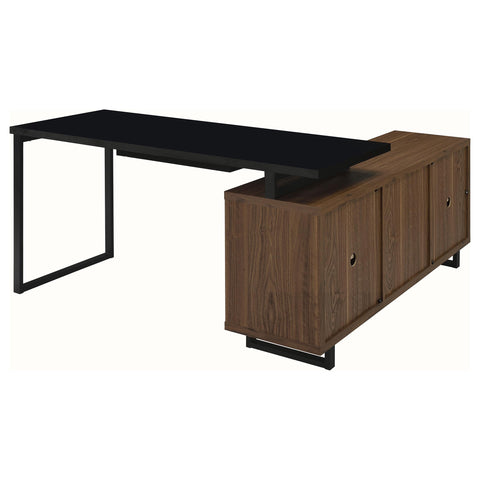 Wren 60-inch L-Shape Office Computer Desk Black and WalnutWalnut