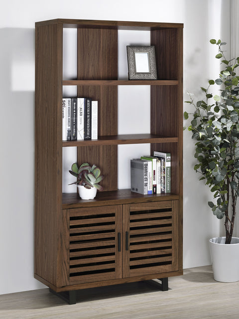 Wren 71-inch 3-shelf Cabinet Bookcase WalnutWalnut