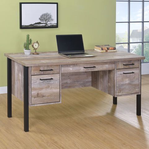 Meryl 60-inch 4-drawer Office Computer Desk Weathered OakWeathered Oak