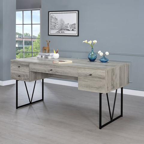 Rowan 63-inch 4-drawer Writing Desk Grey DriftwoodGrey Driftwood