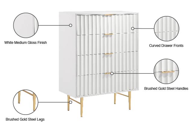 paris white gloss chest