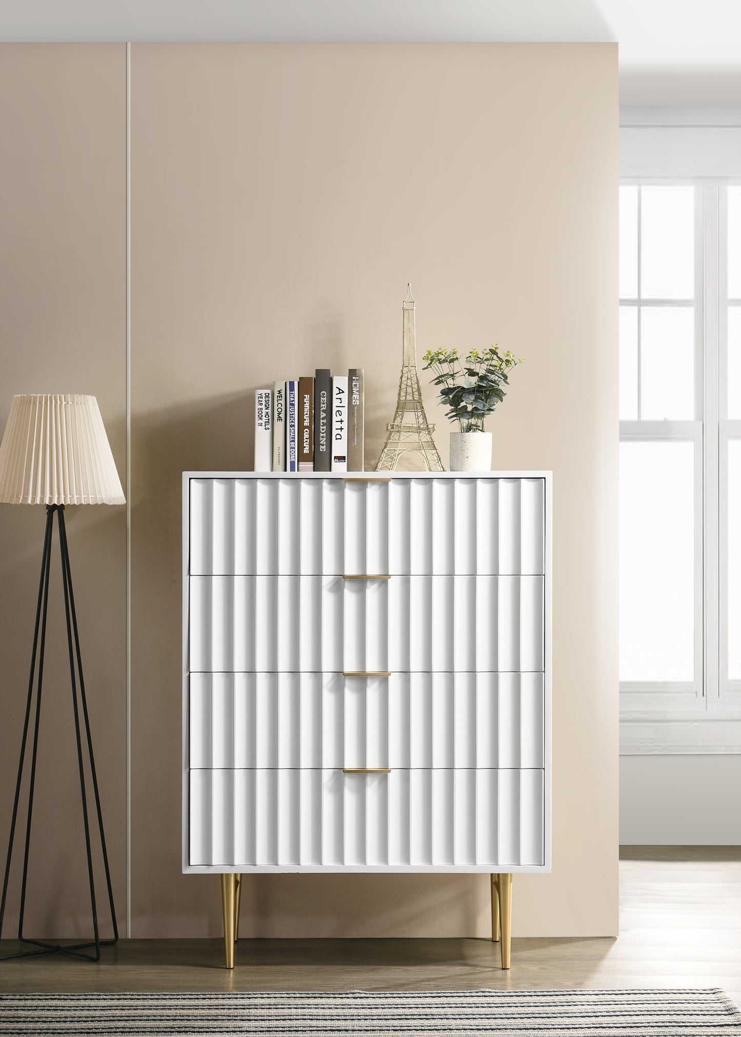 paris white gloss chest