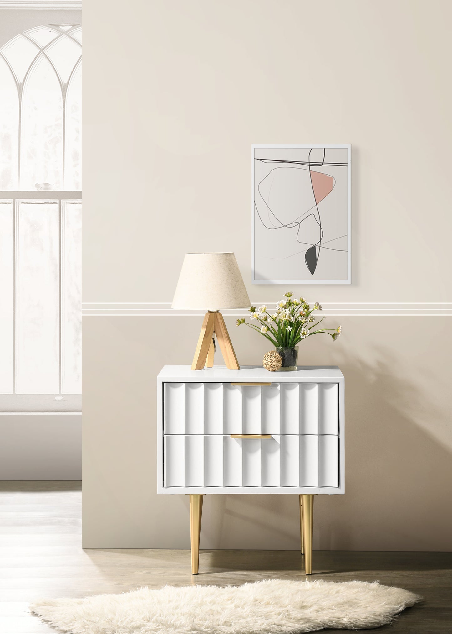 paris white gloss night stand