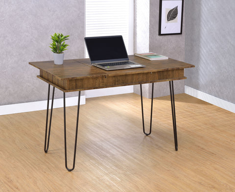 Oleander 47-inch Writing Desk with Storage Rustic AmberRustic Amber