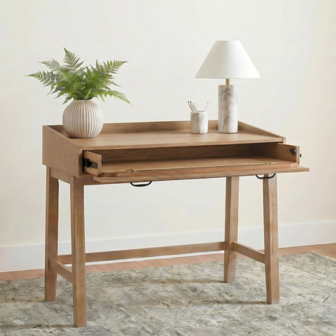 Galindo 38-inch Computer Desk with Keyboard Drawer Distressed Light Brown