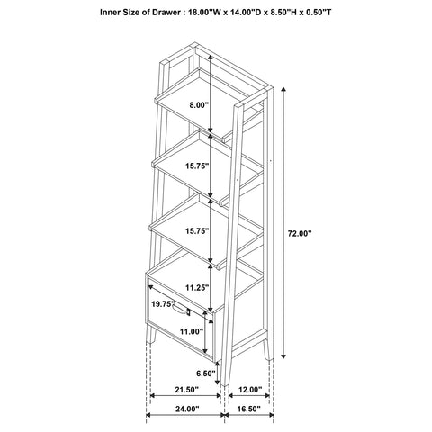 Galindo 2-piece 4-shelf Bookshelf with Drawer Distressed Light Brown