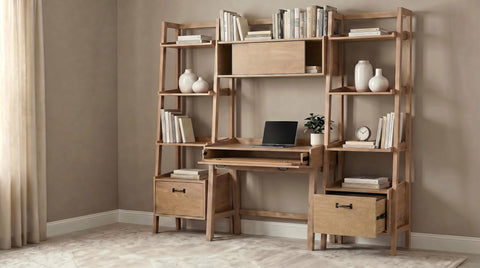 Galindo Bookshelf Bridge with Cubbies Distressed Light Brown