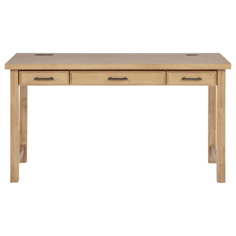 Reseda 55-inch 3-drawer Writing Desk with Power Outlet Light Ash