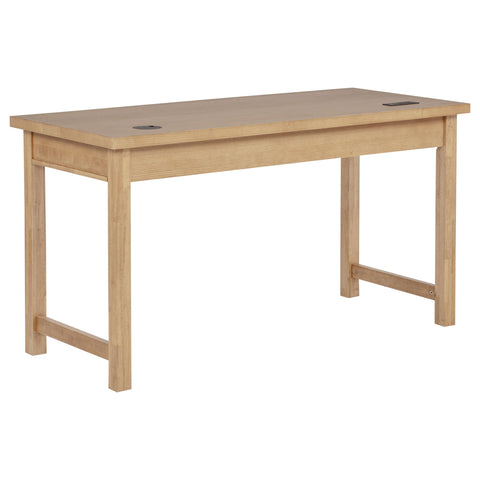 Reseda 55-inch 3-drawer Writing Desk with Power Outlet Light Ash