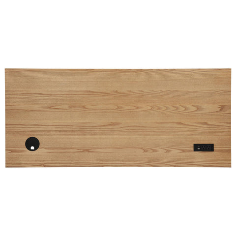 Reseda 55-inch 3-drawer Writing Desk with Power Outlet Light Ash