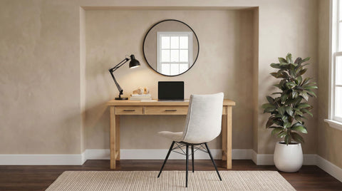 Reseda 55-inch 3-drawer Writing Desk with Power Outlet Light Ash