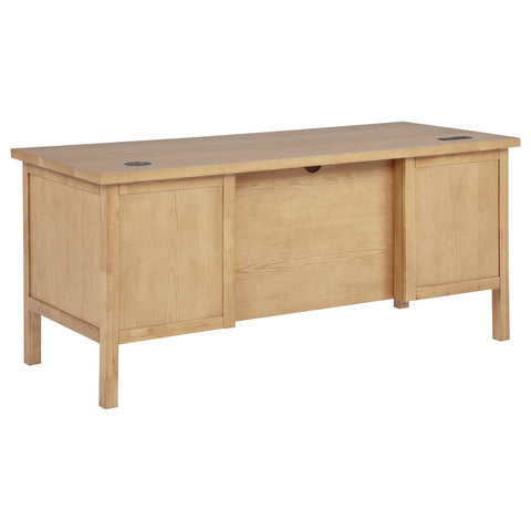 Reseda 66-inch 7-drawer Computer Desk with Power Outlet Light Ash