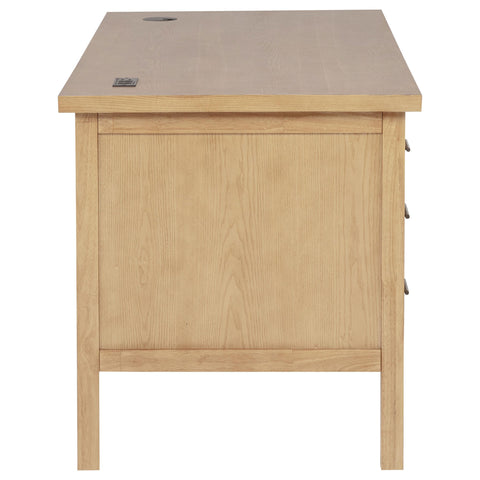 Reseda 66-inch 7-drawer Computer Desk with Power Outlet Light Ash