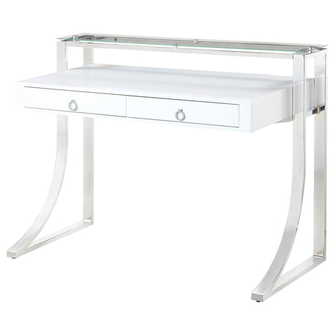 Bucknell 48-inch 2-drawer Writing Desk White High GlossWhite High Gloss