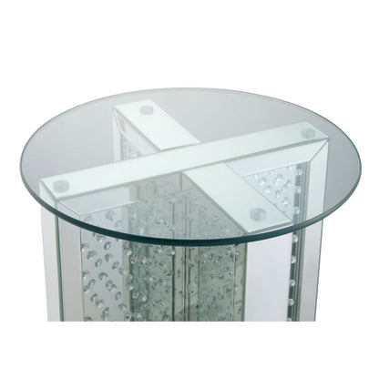 Caius Nysa End Table, Mirrored & Faux Crystals