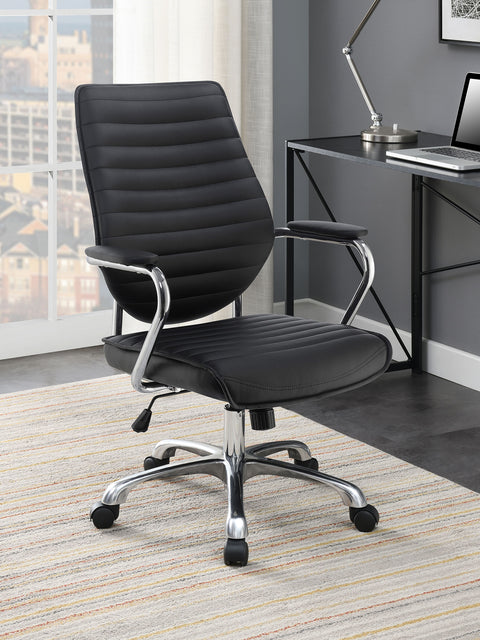 Darlene Upholstered Adjustable Home Office Desk Chair BlackBlack