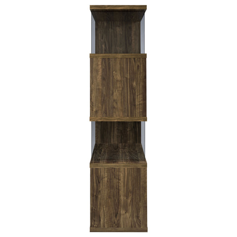 Bryce 63-inch 4-shelf Glass Panel Bookshelf Aged WalnutAged Walnut