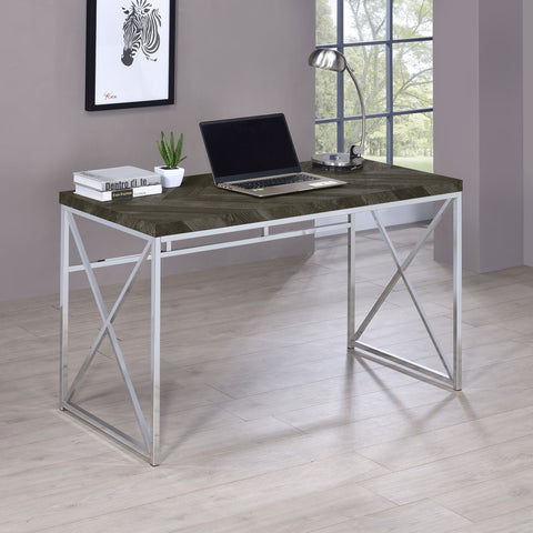 Keith 47-inch Writing Office Desk Rustic Grey and ChromeRustic Grey