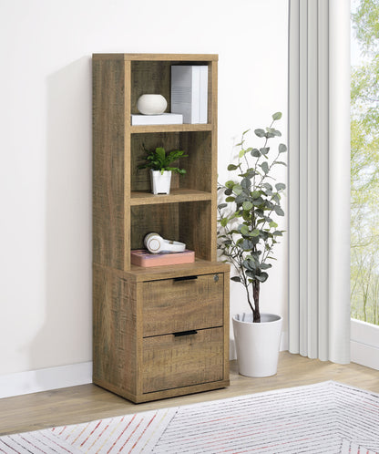 Elena 3-shelf Bookcase USB and Lockable Drawer Mango