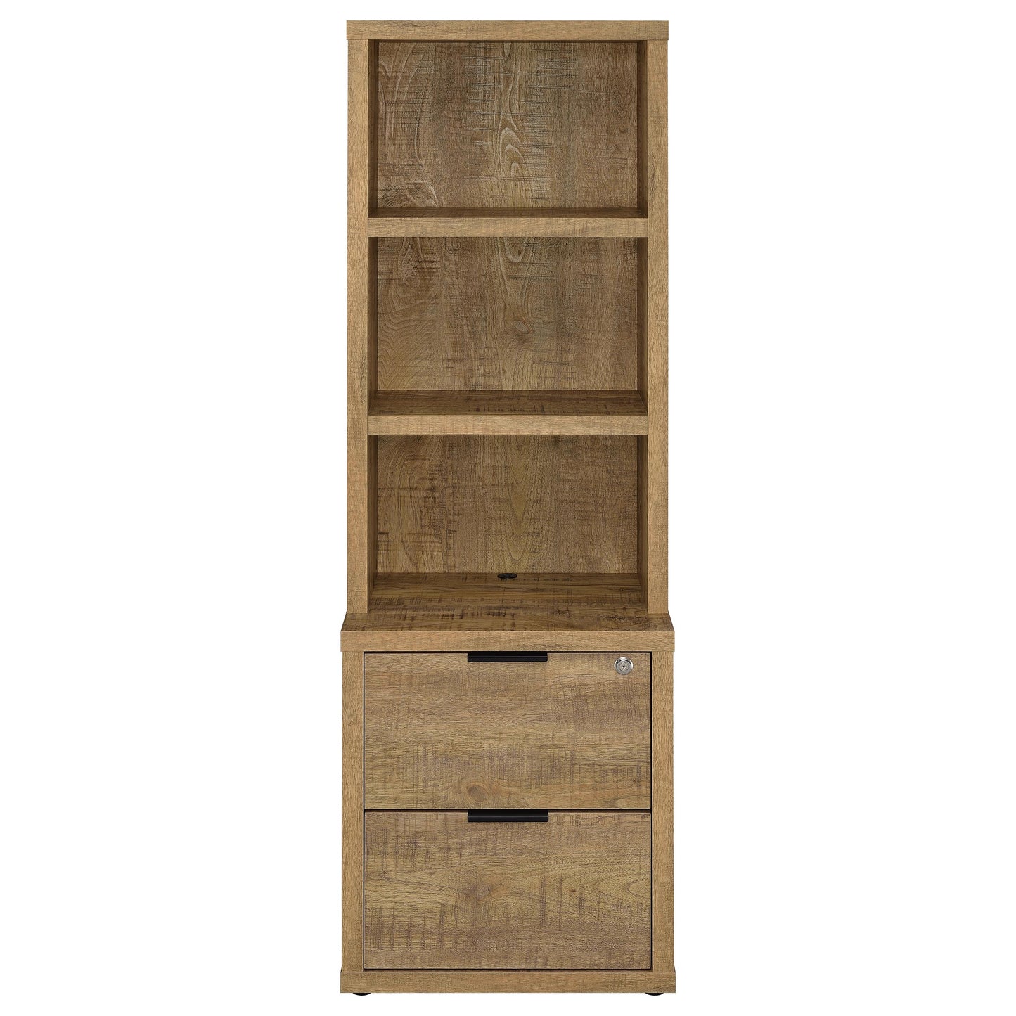 elena 3-shelf bookcase usb and lockable drawer mango