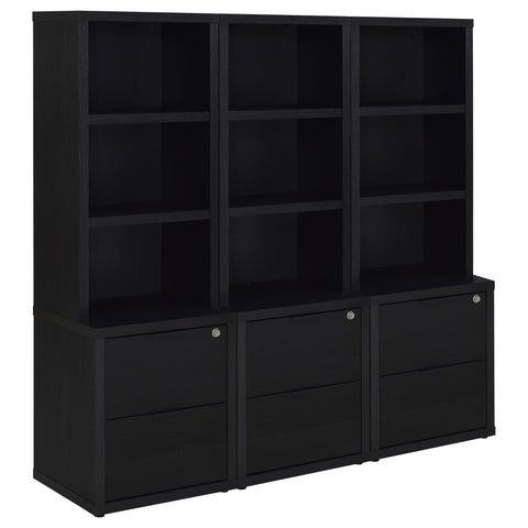 Jenna 3-piece Wall Unit Bookcase Set with USB Black