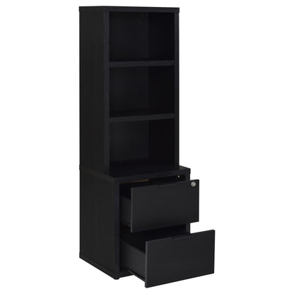 Elena 3-shelf Bookcase USB and Lockable Drawer Black