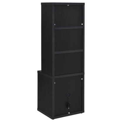 Elena 3-shelf Bookcase USB and Lockable Drawer Black