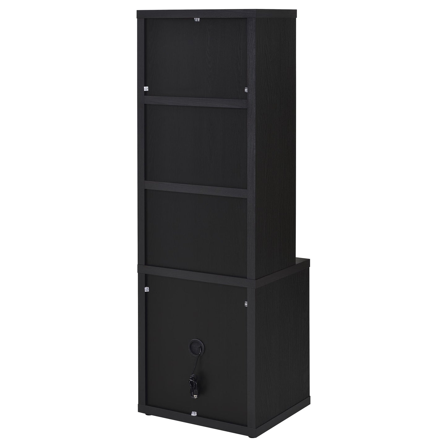 elena 3-shelf bookcase usb and lockable drawer black
