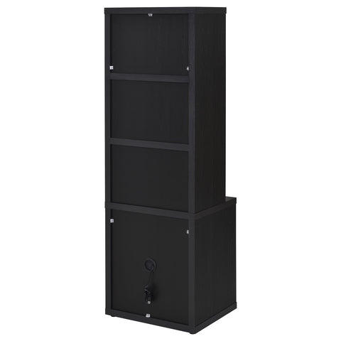 Elena 3-shelf Bookcase USB and Lockable Drawer Black