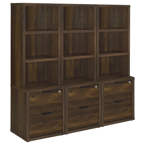 Jenna 3-piece Wall Unit Bookcase Set with USB Dark Pine
