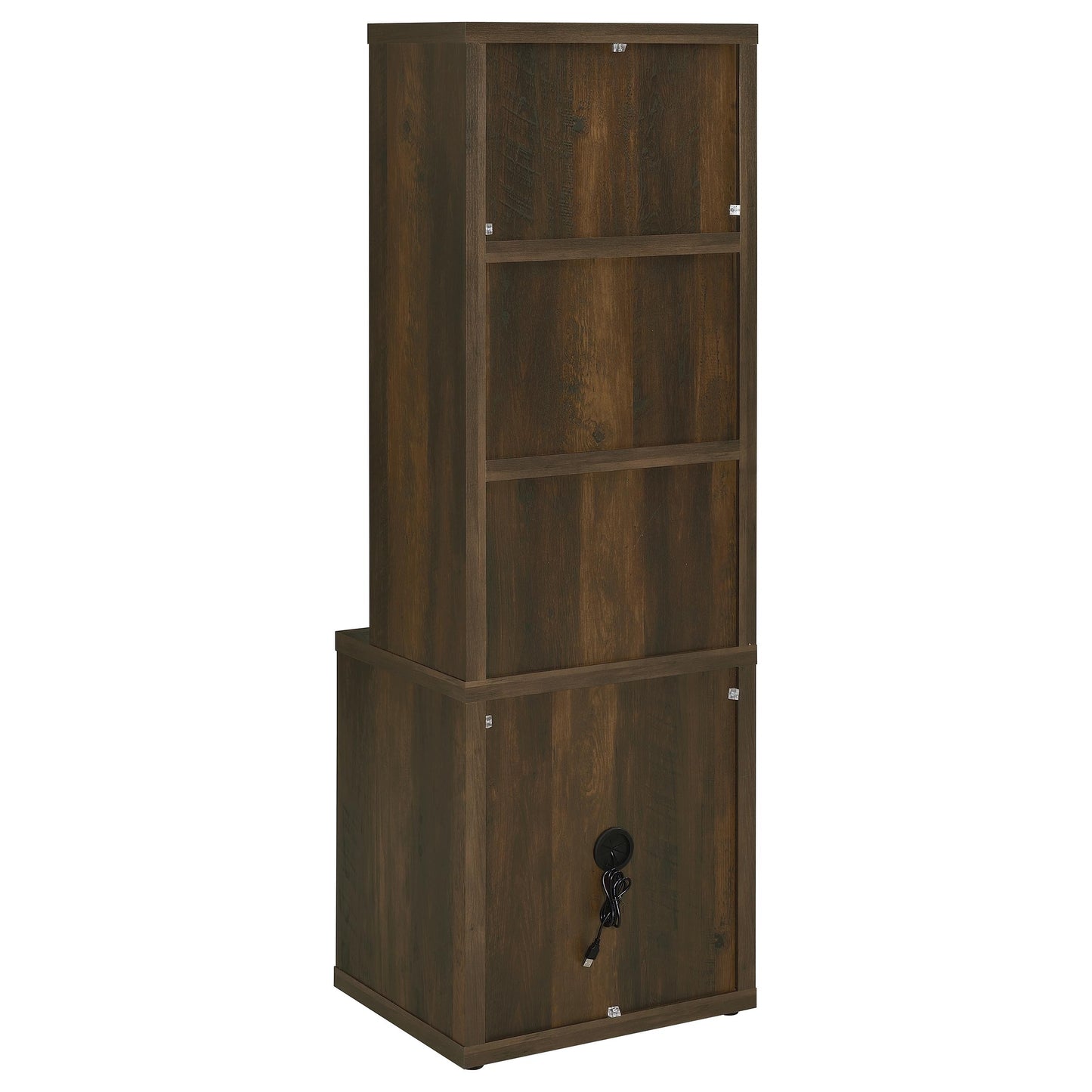 elena 3-shelf bookcase usb and lockable drawer dark pine