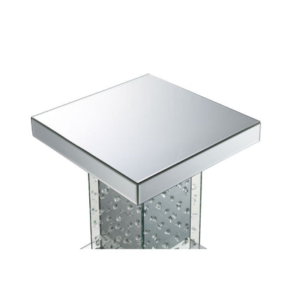 Caius Nysa End Table, Mirrored & Faux Crystals