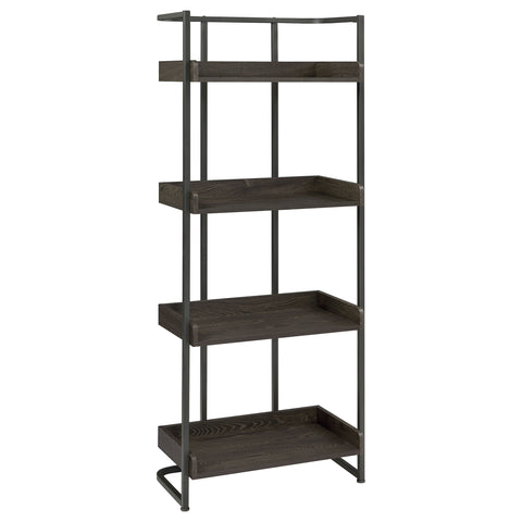 Warner 68-inch 4-shelf Bookshelf Dark Oak and BlackDark Oak