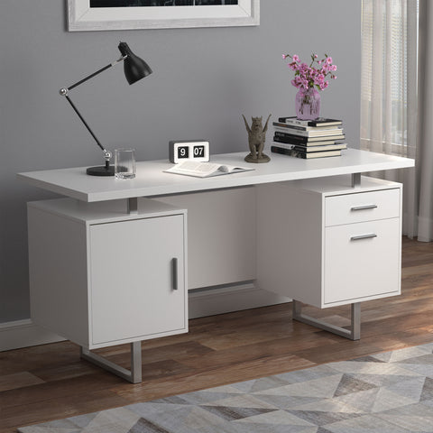 Merced 60-inch 2-drawer Computer Desk White High GlossWhite High Gloss