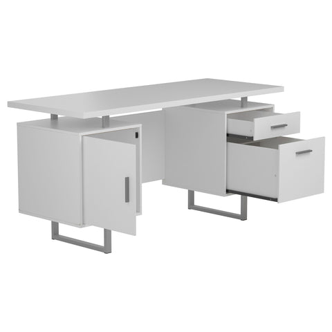 Merced 60-inch 2-drawer Computer Desk White High GlossWhite High Gloss
