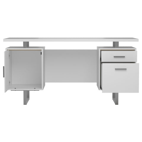 Merced 60-inch 2-drawer Computer Desk White High GlossWhite High Gloss