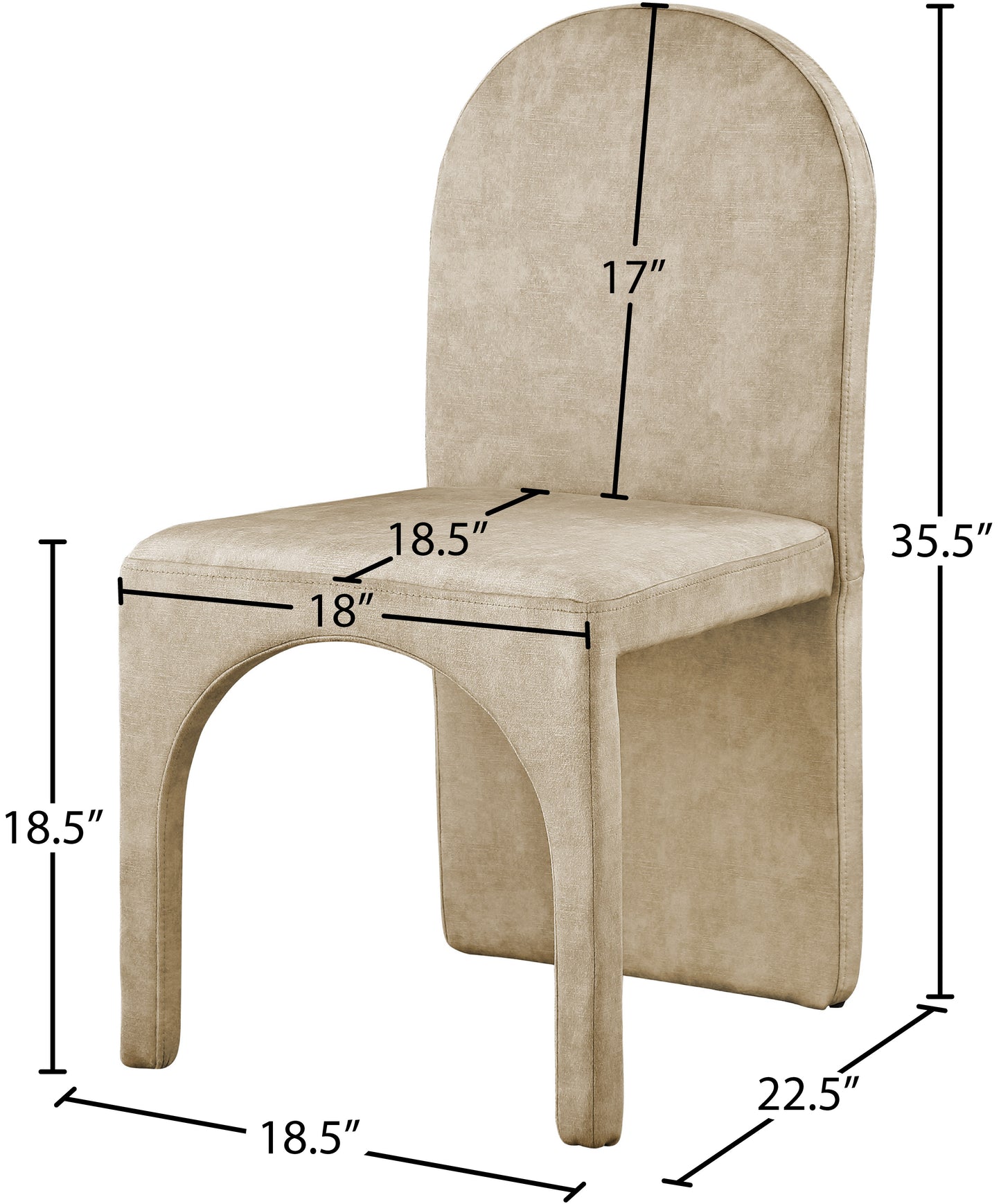 august beige velvet dining side chair sc