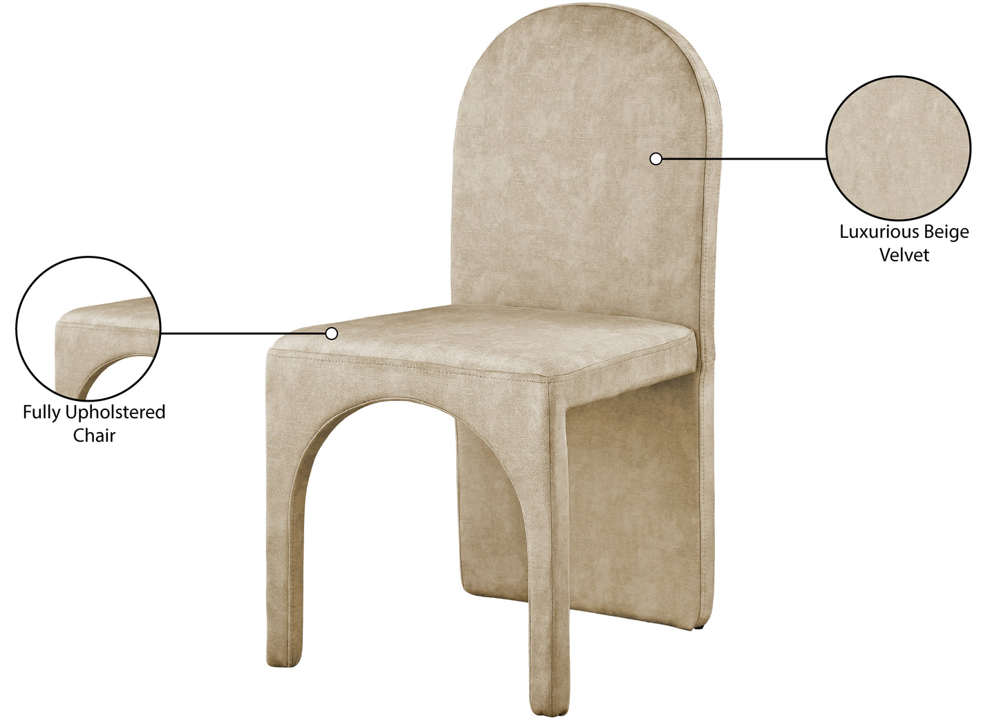 august beige velvet dining side chair sc