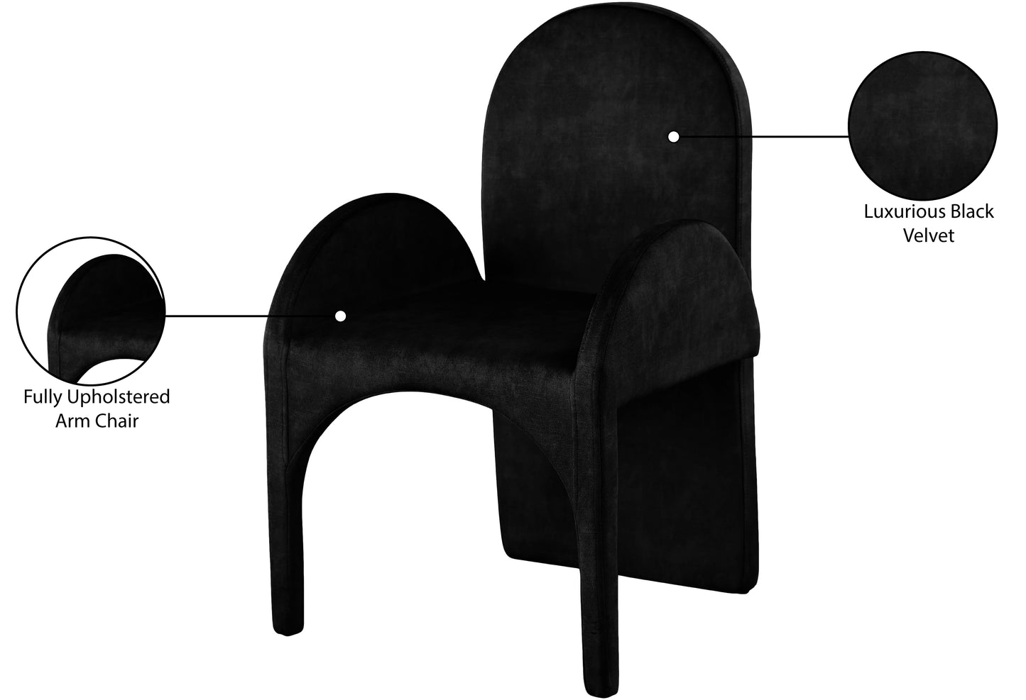 august black velvet dining arm chair ac