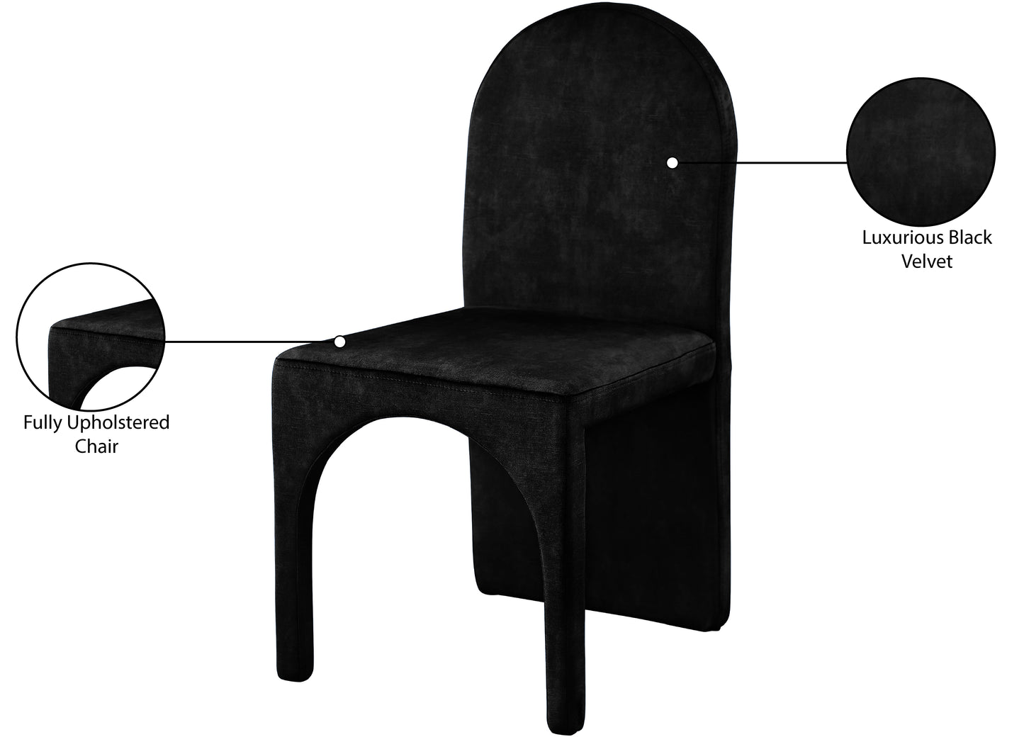 august black velvet dining side chair sc